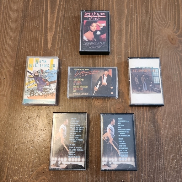 Lot Of 6 Vtg Cassette Tape Cases With Inlays Vtg Hank Williams Jr La Bamba More - Picture 1 of 3